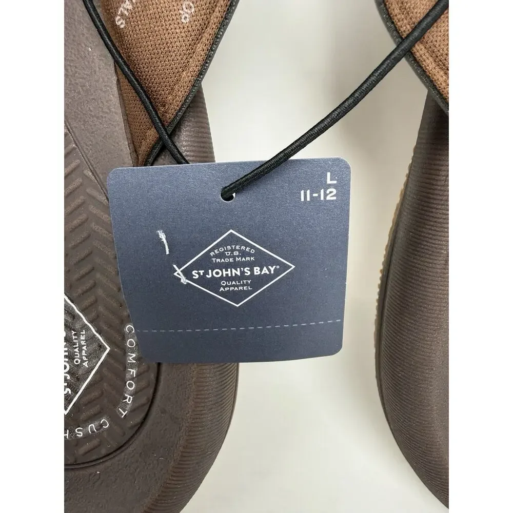 Men’s Brown Thong Flip Flop Sandals Size 11-12 L Comfort St John’s Bay New